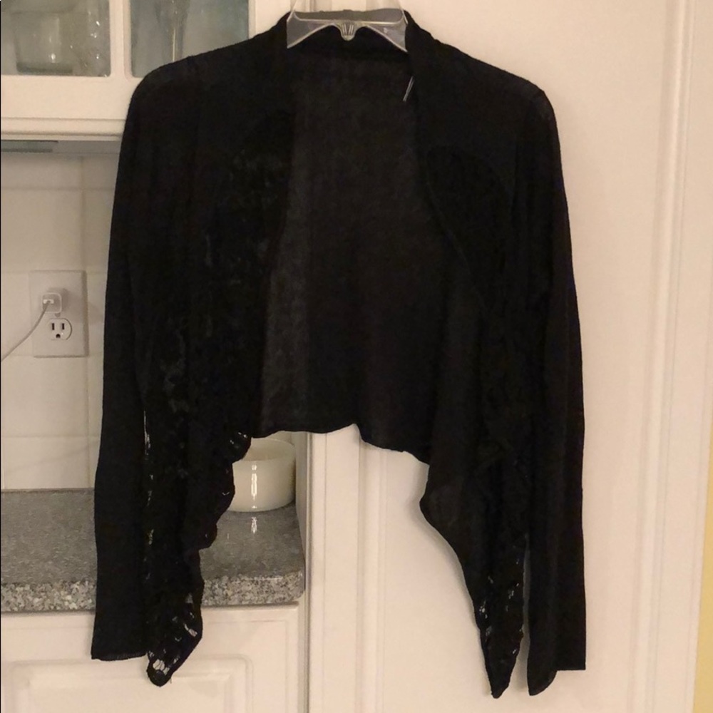 Black cardigan with floral details